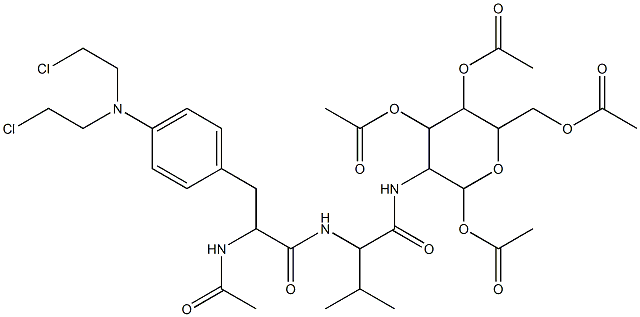 3-({2-[(2-(acetylamino)-3-{4-[bis(2-chloroethyl)amino]phenyl}propanoyl)amino]-3-methylbutanoyl}amino)-2,5-bis(acetyloxy)-6-[(acetyloxy)methyl]tetrahydro-2H-pyran-4-yl acetate|