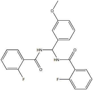 2-fluoro-N-[[(2-fluorobenzoyl)amino](3-methoxyphenyl)methyl]benzamide Structure