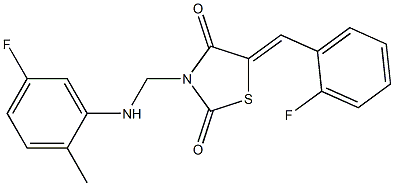 5-(2-fluorobenzylidene)-3-[(5-fluoro-2-methylanilino)methyl]-1,3-thiazolidine-2,4-dione Structure