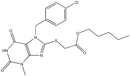pentyl {[7-(4-chlorobenzyl)-3-methyl-2,6-dioxo-2,3,6,7-tetrahydro-1H-purin-8-yl]sulfanyl}acetate Struktur