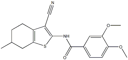 N-(3-cyano-6-methyl-4,5,6,7-tetrahydro-1-benzothien-2-yl)-3,4-dimethoxybenzamide,,结构式