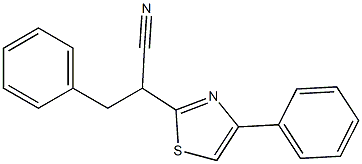 3-phenyl-2-(4-phenylthiazol-2-yl)propanenitrile Struktur