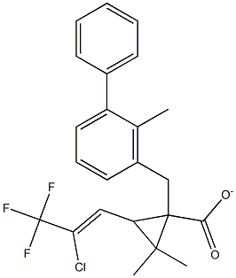 2-甲基联苯基-3-基甲基-3-(2-氯-3,3,3-三氟丙-1-烯基)-2,2-二甲基环丙烷羧酸酯, , 结构式