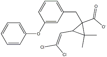 3-phenoxybenzyl-2,2-dimethyl-3-(2,2-dichlorovinyl)-cyclopropanecarboxylate Struktur