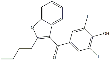 2-butyl-3-(3,5-diiodo-4-hydroxybenzoyl)benzofuran Struktur