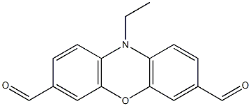 10-Ethyl-3,7-diformyl-phenoxazine Struktur