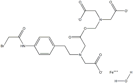 (S)-[1-[[Bis(carboxymethyl)amino]methyl]-2-[4-[(2-bromoacetyl)amino]phenylethyl](carboxymethyl)amino]aceticacidiron(III),monohydrate Struktur
