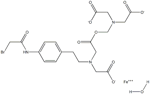 (S)-[1-[[Bis(carboxymethyl)amino]methyl]-2-[4-[(2-bromoacetyl)amino]phenylethyl](carboxymethyl)amino]aceticacidiron(III),monohydrate 结构式