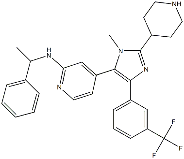 5-(2-(1-phenylethylamino)pyridin-4-yl)-1-methyl-4-(3-(trifluoromethyl)phenyl)-2-(4-piperidinyl)imidazole Structure