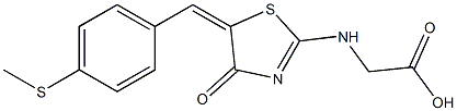 2-[(5-{(E)-[4-(methylsulfanyl)phenyl]methylidene}-4-oxo-4,5-dihydro-1,3-thiazol-2-yl)amino]acetic acid Struktur