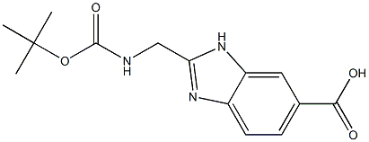 2-((tert-butoxycarbonylamino)methyl)-3H-benzo[d]imidazole-5-carboxylic acid Struktur