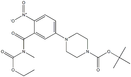 4-[3-(乙氧羰基甲基氨基羧基)-4-硝基苯基]-哌嗪-1-羧酸叔丁酯,,结构式