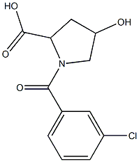 1-(3-chlorobenzoyl)-4-hydroxypyrrolidine-2-carboxylic acid Struktur