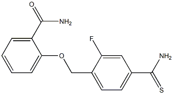 2-[(4-carbamothioyl-2-fluorophenyl)methoxy]benzamide Struktur