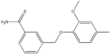 3-[(2-methoxy-4-methylphenoxy)methyl]benzenecarbothioamide Struktur