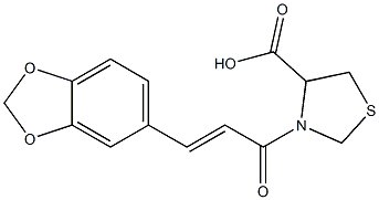 3-[3-(2H-1,3-benzodioxol-5-yl)prop-2-enoyl]-1,3-thiazolidine-4-carboxylic acid Structure