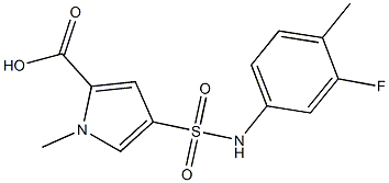 4-{[(3-fluoro-4-methylphenyl)amino]sulfonyl}-1-methyl-1H-pyrrole-2-carboxylic acid Struktur