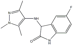 5-fluoro-3-[(1,3,5-trimethyl-1H-pyrazol-4-yl)amino]-2,3-dihydro-1H-indol-2-one Struktur