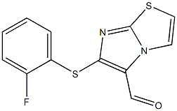 6-[(2-fluorophenyl)thio]imidazo[2,1-b][1,3]thiazole-5-carbaldehyde Struktur