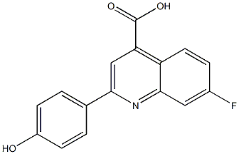 7-fluoro-2-(4-hydroxyphenyl)quinoline-4-carboxylic acid 化学構造式