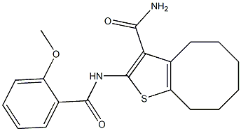 2-[(2-methoxybenzoyl)amino]-4,5,6,7,8,9-hexahydrocycloocta[b]thiophene-3-carboxamide Struktur