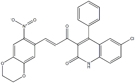 6-chloro-3-(3-{7-nitro-2,3-dihydro-1,4-benzodioxin-6-yl}acryloyl)-4-phenyl-2(1H)-quinolinone