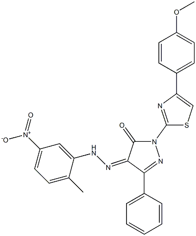 1-[4-(4-methoxyphenyl)-1,3-thiazol-2-yl]-3-phenyl-1H-pyrazole-4,5-dione 4-[N-(2-methyl-5-nitrophenyl)hydrazone]