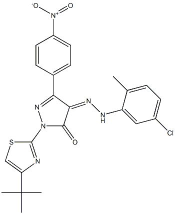 1-[4-(tert-butyl)-1,3-thiazol-2-yl]-3-(4-nitrophenyl)-1H-pyrazole-4,5-dione 4-[N-(5-chloro-2-methylphenyl)hydrazone]|