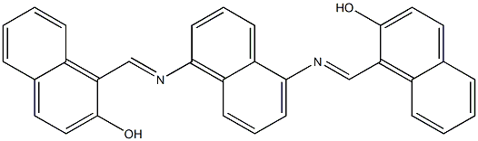 1-{[(5-{[(E)-(2-hydroxy-1-naphthyl)methylidene]amino}-1-naphthyl)imino]methyl}-2-naphthol Struktur