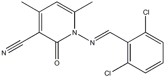 1-{[(E)-(2,6-dichlorophenyl)methylidene]amino}-4,6-dimethyl-2-oxo-1,2-dihydro-3-pyridinecarbonitrile Struktur