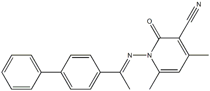 1-{[(E)-1-[1,1'-biphenyl]-4-ylethylidene]amino}-4,6-dimethyl-2-oxo-1,2-dihydro-3-pyridinecarbonitrile Structure