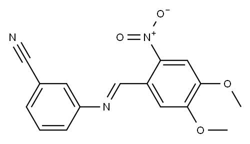 3-{[(E)-(4,5-dimethoxy-2-nitrophenyl)methylidene]amino}benzonitrile Struktur