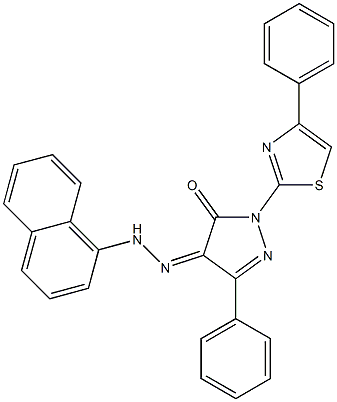 3-phenyl-1-(4-phenyl-1,3-thiazol-2-yl)-1H-pyrazole-4,5-dione 4-[N-(1-naphthyl)hydrazone] Structure