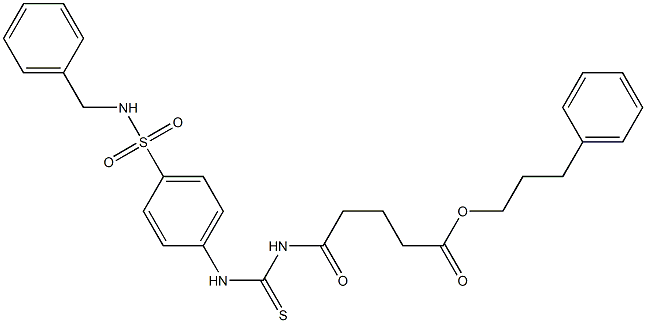 3-phenylpropyl 5-[({4-[(benzylamino)sulfonyl]anilino}carbothioyl)amino]-5-oxopentanoate 结构式