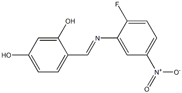 4-{[(2-fluoro-5-nitrophenyl)imino]methyl}-1,3-benzenediol 化学構造式
