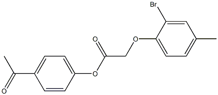 4-acetylphenyl 2-(2-bromo-4-methylphenoxy)acetate Struktur