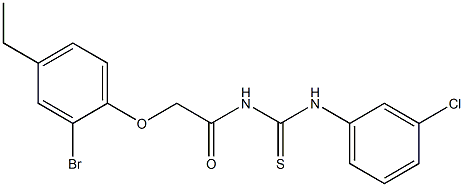 N-[2-(2-bromo-4-ethylphenoxy)acetyl]-N'-(3-chlorophenyl)thiourea,,结构式
