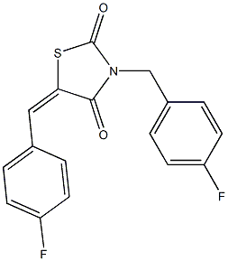 3-(4-フルオロベンジル)-5-(4-フルオロベンジリデン)チアゾリジン-2,4-ジオン 化学構造式