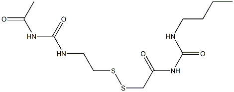 1-アセチル-3-[2-[[(3-ブチルウレイド)カルボニルメチル]ジチオ]エチル]尿素 化学構造式