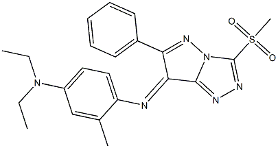(7E)-7-[[2-メチル-4-(ジエチルアミノ)フェニル]イミノ]-3-(メチルスルホニル)-6-フェニル-7H-ピラゾロ[5,1-c]-1,2,4-トリアゾール 化学構造式