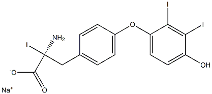 (S)-2-Amino-3-[4-(4-hydroxy-2,3-diiodophenoxy)phenyl]-2-iodopropanoic acid sodium salt 结构式