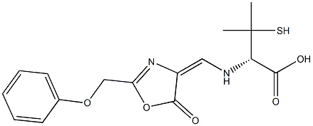 (S)-3-Mercapto-2-[[5-oxo-2-(phenoxymethyl)oxazol-4(5H)-ylidenemethyl]amino]-3-methylbutanoic acid Structure