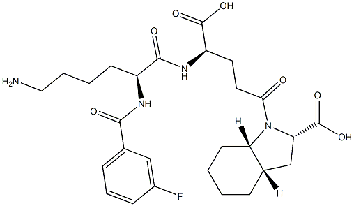(2S,3aS,7aS)-Octahydro-1-[(4R)-4-[[(2S)-6-amino-2-[3-fluorobenzoylamino]hexanoyl]amino]-4-carboxybutyryl]-1H-indole-2-carboxylic acid 结构式