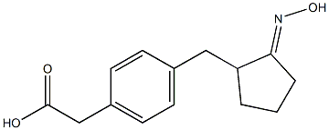 4-[[(E)-2-ヒドロキシイミノシクロペンチル]メチル]フェニル酢酸 化学構造式
