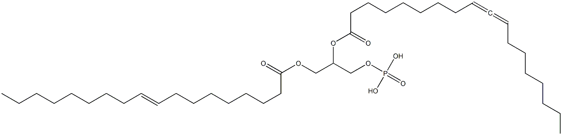 1-O-(9-オクタデセノイル)-2-O-(1-オキソ-9,10-オクタデカジエン-1-イル)-グリセロール-3-りん酸 化学構造式