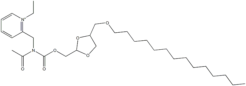 2-[N-Acetyl-N-[(4-tetradecyloxymethyl-1,3-dioxolan-2-yl)methoxycarbonyl]aminomethyl]-1-ethylpyridinium Struktur