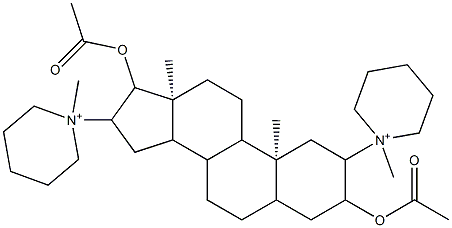 1,1'-[3,17-ジアセトキシアンドロスタン-2,16-ジイル]ビス[1-メチルピペリジニウム] 化学構造式
