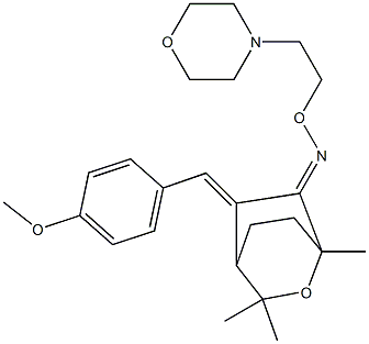5-[4-Methoxybenzylidene]-1,3,3-trimethyl-2-oxabicyclo[2.2.2]octan-6-one O-[2-morpholinoethyl]oxime Structure