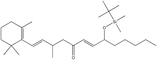 (7E,12E)-13-(2,6,6-Trimethyl-1-cyclohexen-1-yl)-6-(tert-butyldimethylsilyloxy)-9-oxo-11-methyl-7,12-tridecadiene Struktur