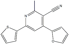 2-メチル-4-(2-フリル)-6-(2-チエニル)ピリジン-3-カルボニトリル 化学構造式